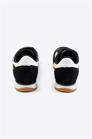 Letoon Retro Şerit Detaylı Siyah Beyaz Sneaker 