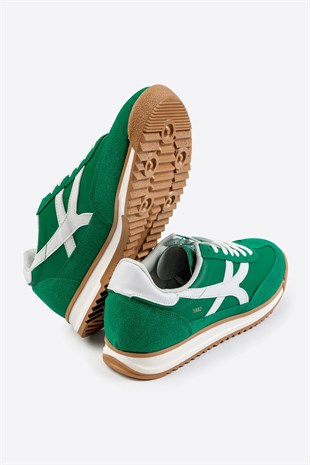 Letoon Retro Şerit Detaylı Yeşil Sneaker 
