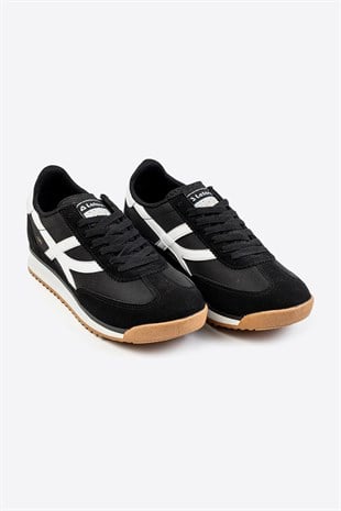 Letoon Retro Şerit Detaylı Siyah Beyaz Sneaker 