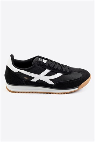 Letoon Retro Şerit Detaylı Siyah Beyaz Sneaker 
