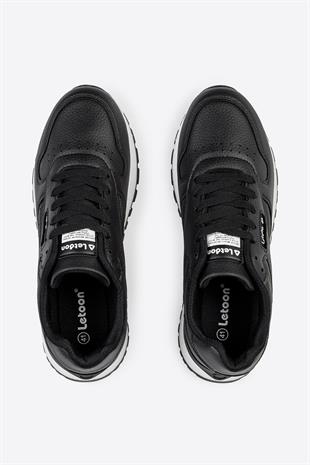 Letoon Tornado Erkek Premium Siyah Beyaz Sneaker 