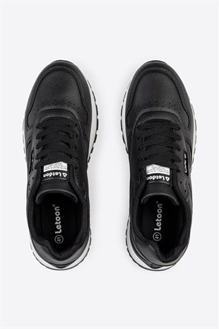 Letoon Tornado Erkek Premium Siyah Beyaz Sneaker 