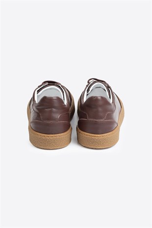 LTN-HY04 Erkek Hakiki Deri Günlük Sneaker –Kahverengi Casual Ayakkabı 