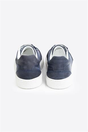 LTN-HY04 Erkek Hakiki Deri Günlük Sneaker –Lacivert Casual Ayakkabı 