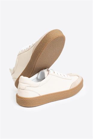 LTN-HY04 Erkek Hakiki Deri Günlük Sneaker –Bej Casual Ayakkabı 