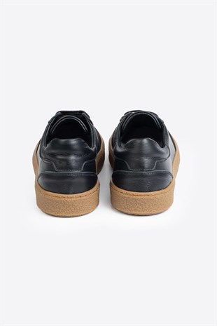 LTN-HY04 Erkek Hakiki Deri Günlük Sneaker –Siyah Casual Ayakkabı