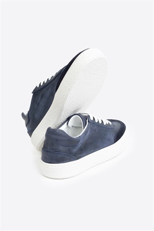 LTN-HY04 Erkek Hakiki Deri Günlük Sneaker –Lacivert Casual Ayakkabı 