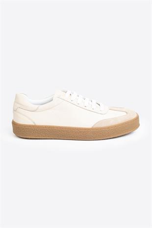LTN-HY04 Erkek Hakiki Deri Günlük Sneaker –Bej Casual Ayakkabı 