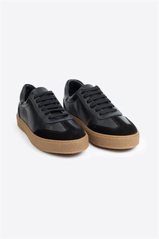 LTN-HY04 Erkek Hakiki Deri Günlük Sneaker –Siyah Casual Ayakkabı