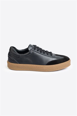 LTN-HY04 Erkek Hakiki Deri Günlük Sneaker –Siyah Casual Ayakkabı