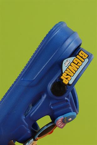 Figürlü Çift Şerit Tırtıklı Taban Mavi  Çocuk&Bebek Terlik