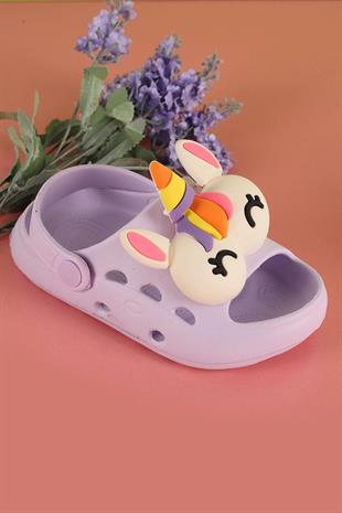 Göz Figürlü Delikli Lila Çocuk Terlik 
