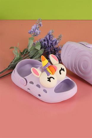 Göz Figürlü Delikli Lila Çocuk Terlik 