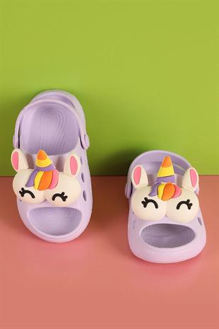 Göz Figürlü Delikli Lila Çocuk Terlik 
