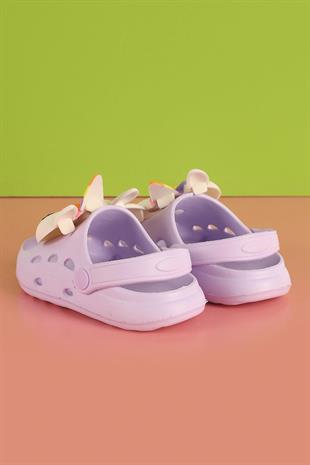 Göz Figürlü Delikli Lila Çocuk Terlik 