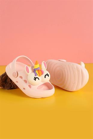 Göz Figürlü Delikli Pudra Çocuk Terlik 