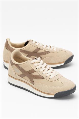 Kadın Bej Renk Denye Kumaş Günlük Spor Ayakkabı 