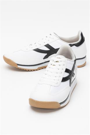 Kadın Beyaz Renk Denye Kumaş Günlük Spor Ayakkabı 