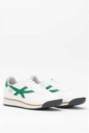 Kadın Beyaz Yeşil Denye Kumaş Günlük Spor Ayakkabı 