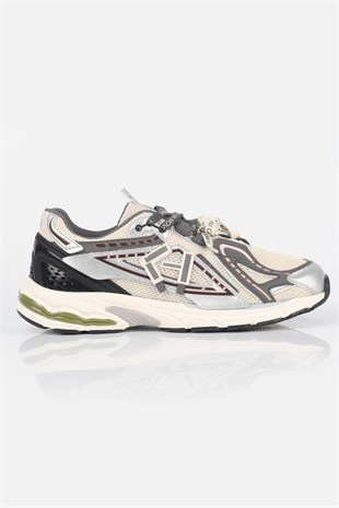 Letoon  MOVE-105 Kalın Tabanlı File Detaylı Bağcıklı Günlük Sneaker Spor Ayakkabı BEJ