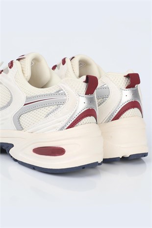 Letoon  MOVE-25 Retro Tasarım Kalın Tabanlı File Detaylı Günlük Sneaker Spor Ayakkabı BEJ