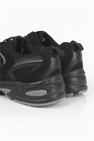 Letoon  MOVE-25 Retro Tasarım Kalın Tabanlı File Detaylı Günlük Sneaker Spor Ayakkabı SİYAH