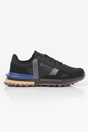 Letoon  MOVE-30 Unisex Retro Kalın Tabanlı Bağcıklı Günlük Sneaker Spor Ayakkabı SİYAH