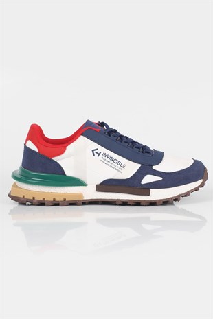 Letoon  MOVE-30 Unisex Retro Kalın Tabanlı Bağcıklı Günlük Sneaker Spor Ayakkabı BEYAZ MAVİ