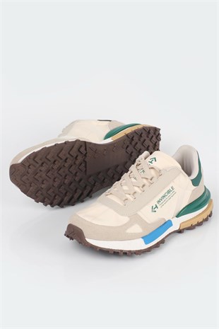 Letoon  MOVE-30 Unisex Retro Kalın Tabanlı Bağcıklı Günlük Sneaker Spor Ayakkabı BEJ
