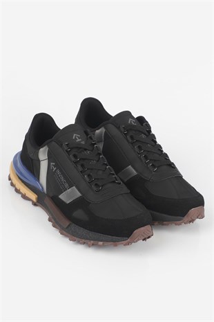 Letoon  MOVE-30 Unisex Retro Kalın Tabanlı Bağcıklı Günlük Sneaker Spor Ayakkabı SİYAH