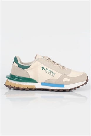 Letoon  MOVE-30 Unisex Retro Kalın Tabanlı Bağcıklı Günlük Sneaker Spor Ayakkabı BEJ