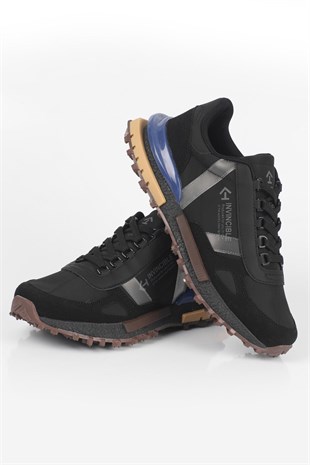Letoon  MOVE-30 Unisex Retro Kalın Tabanlı Bağcıklı Günlük Sneaker Spor Ayakkabı SİYAH