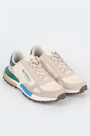 Letoon  MOVE-30 Unisex Retro Kalın Tabanlı Bağcıklı Günlük Sneaker Spor Ayakkabı BEJ