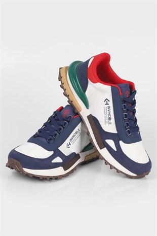 Letoon  MOVE-30 Unisex Retro Kalın Tabanlı Bağcıklı Günlük Sneaker Spor Ayakkabı BEYAZ MAVİ