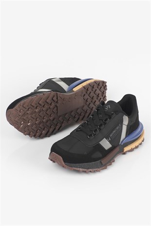 Letoon  MOVE-30 Unisex Retro Kalın Tabanlı Bağcıklı Günlük Sneaker Spor Ayakkabı SİYAH