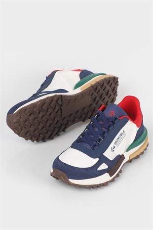 Letoon  MOVE-30 Unisex Retro Kalın Tabanlı Bağcıklı Günlük Sneaker Spor Ayakkabı BEYAZ MAVİ