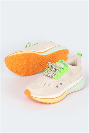 Letoon  MOVE-41 Unisex Yüksek Tabanlı Sneaker BEJ
