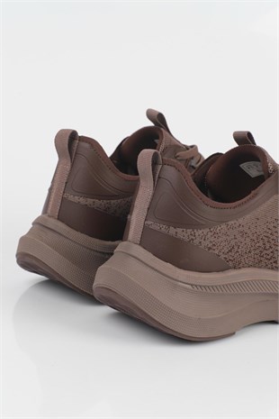 Letoon MOVE-50 Unisex Yüksek Tabanlı Örgü Dokulu Günlük Sneaker Spor Ayakkab KAHVERENGİ