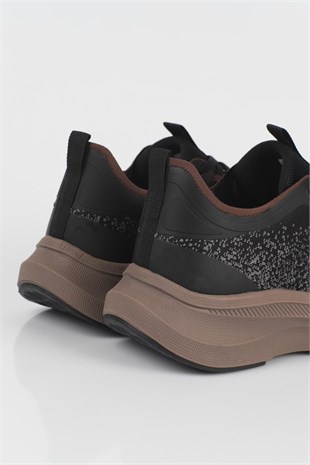 Letoon MOVE-50 Unisex Yüksek Tabanlı Örgü Dokulu Günlük Sneaker Spor Ayakkab SİYAH