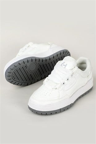 Letoon MOVE-EOPAIA Kalın Tabanlı Retro Tasarım Bağcıklı Günlük Sneaker Spor Ayakkabı BEYAZ