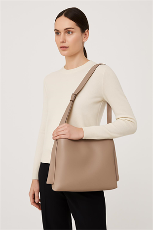 Suni Deri Bej El, Kol Ve Omuz Çantası 