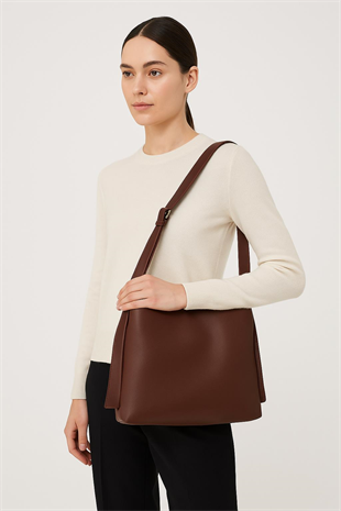 Suni Deri Bordo El, Kol Ve Omuz Çantası 