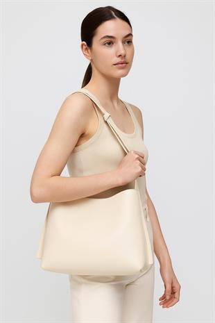 Suni Deri Krem El, Kol Ve Omuz Çantası 
