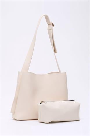 Suni Deri Krem El, Kol Ve Omuz Çantası 