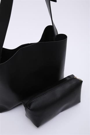 Suni Deri Siyah Renk El, Kol Ve Omuz Çantası 