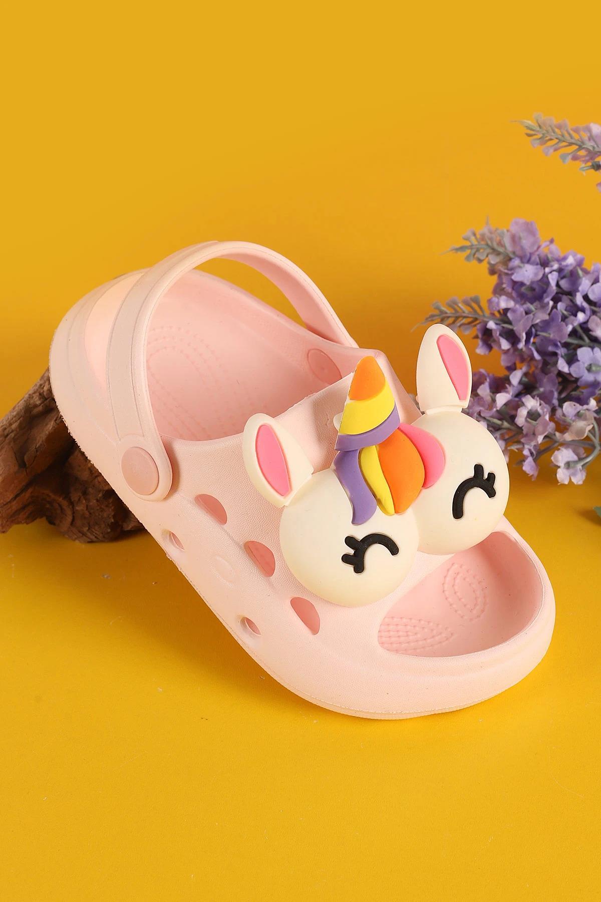 Göz Figürlü Delikli Pudra Çocuk Terlik 