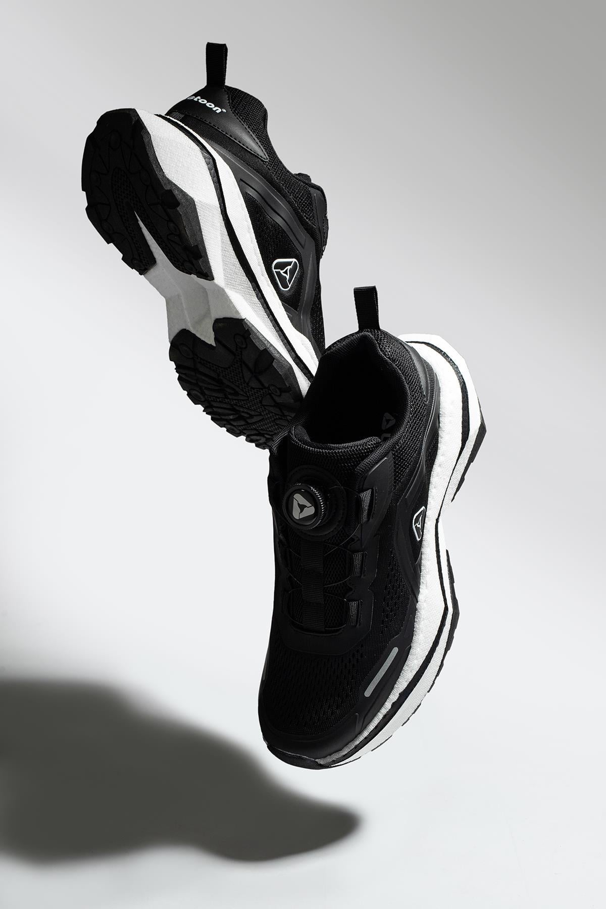 Letoon MOVE-9 File Saya, Konforlu Taban,Siyah Beyaz Günlük ve Aktif Kullanım İçin Sneaker 