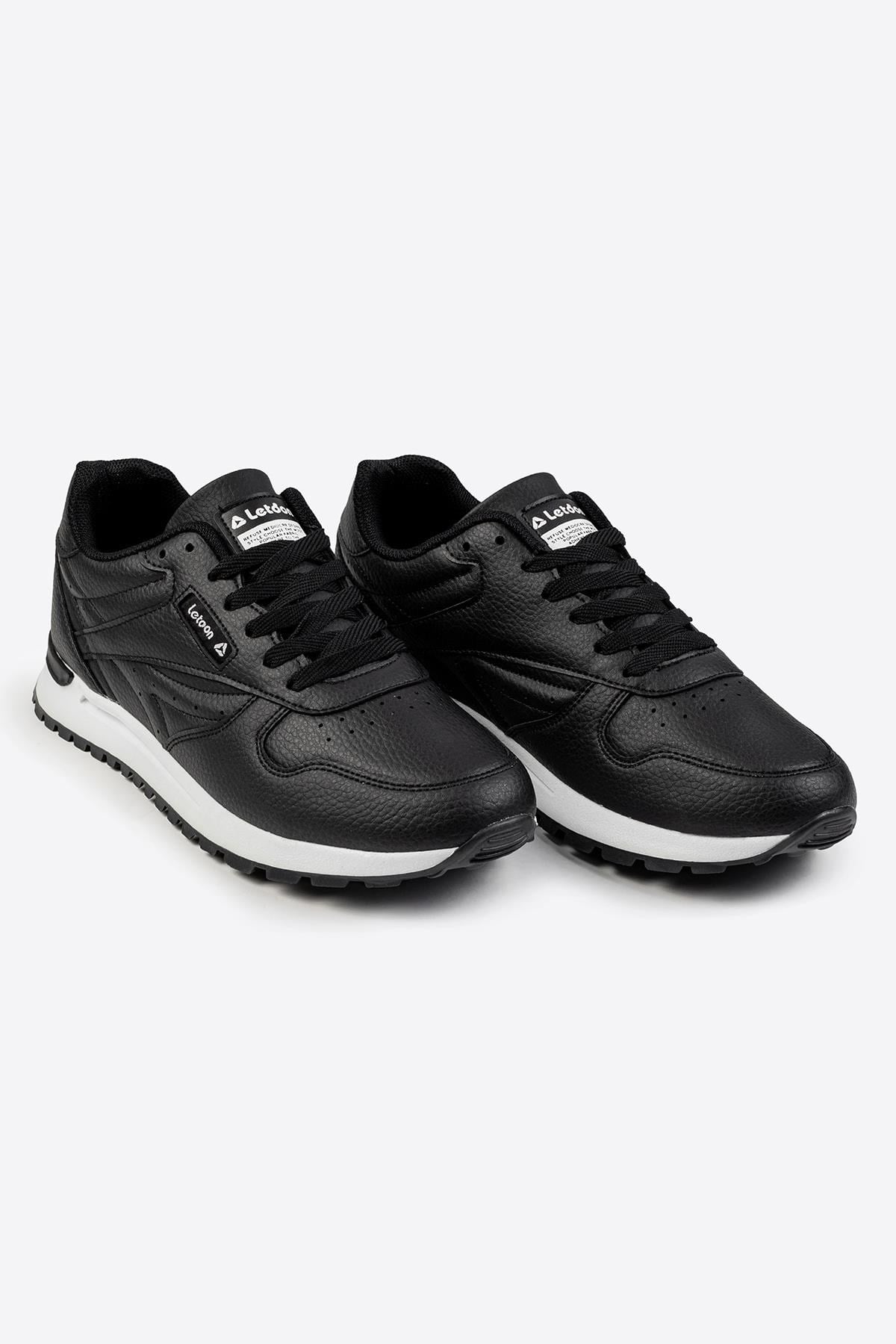 Letoon Tornado Erkek Premium Siyah Beyaz Sneaker 