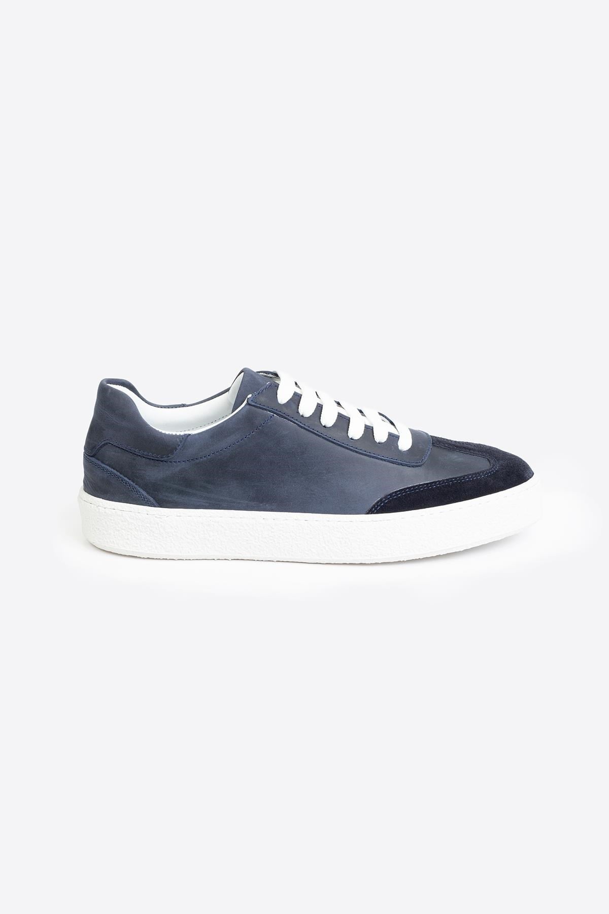 LTN-HY04 Erkek Hakiki Deri Günlük Sneaker –Lacivert Casual Ayakkabı 