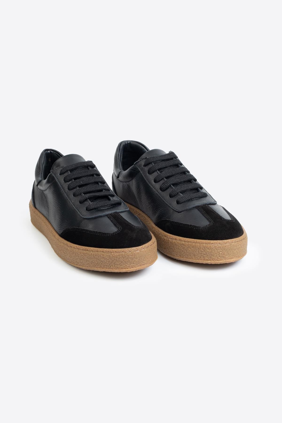 LTN-HY04 Erkek Hakiki Deri Günlük Sneaker –Siyah Casual Ayakkabı